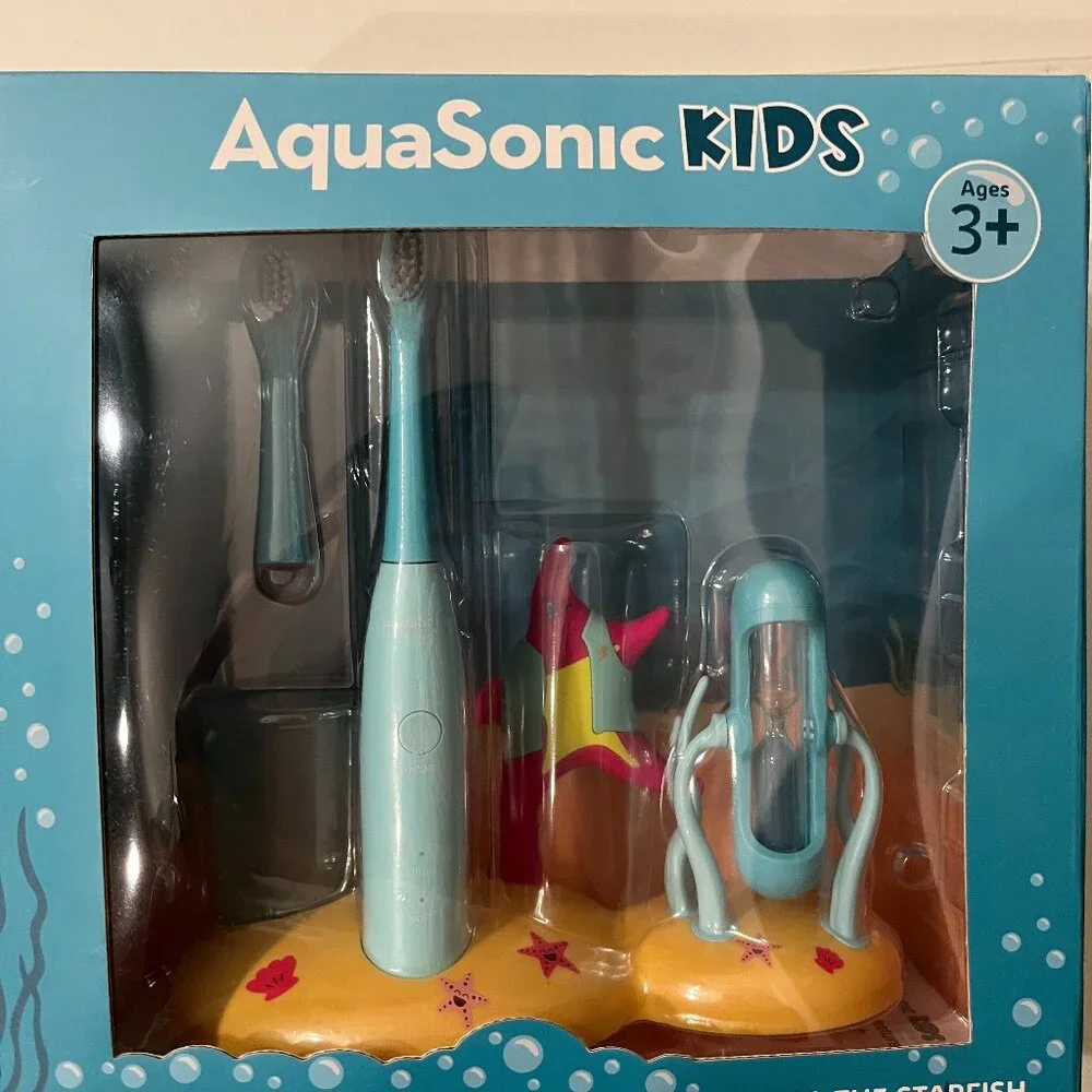 Kids Electric Toothbrush Set with‎ Starfish Base from AquaSonic  – Age 3+ (k/x)
